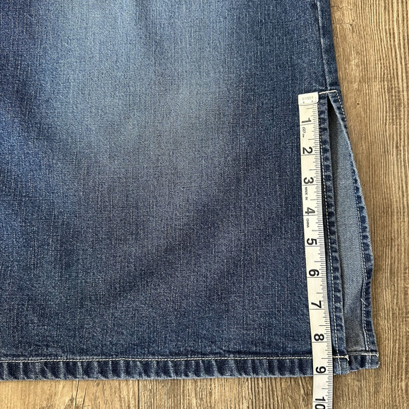 Style & Co Woman Size 18W Blue Jean Denim Skirt Long Modest Side Slits 38x33.5 - Picture 6 of 8